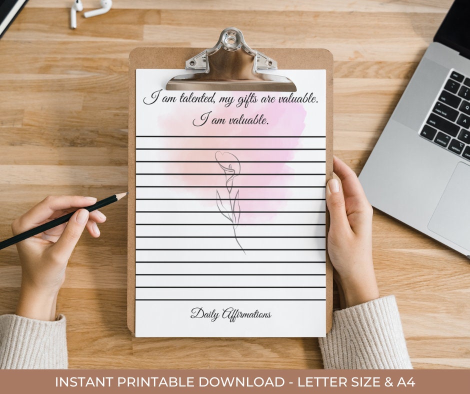 Davi Nevae Creates- Instant Downloads- Affirmation Journal and Cards Printable,