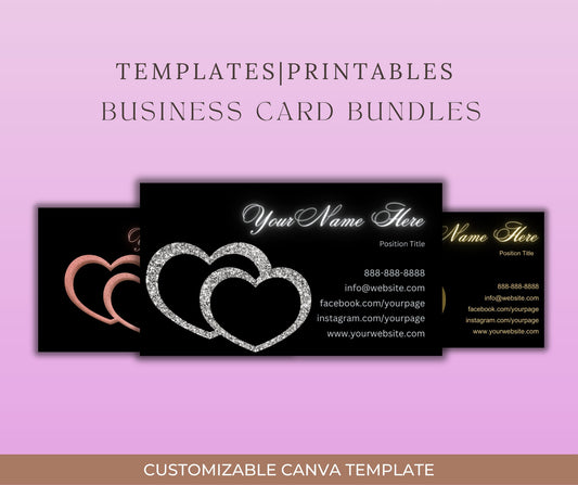 Davi Nevae Creates- Templates- Business Card, Canva Template, DIY Business Card, Black Background